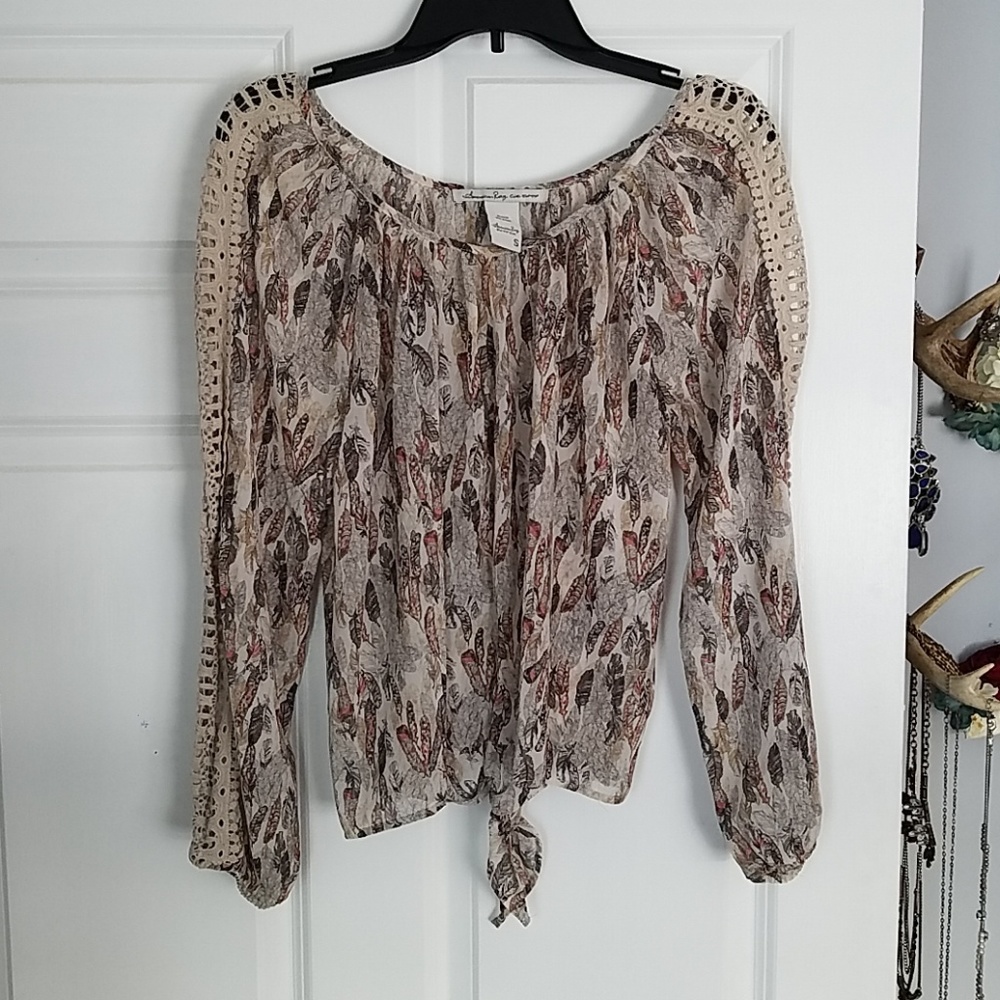 Feather print blouse